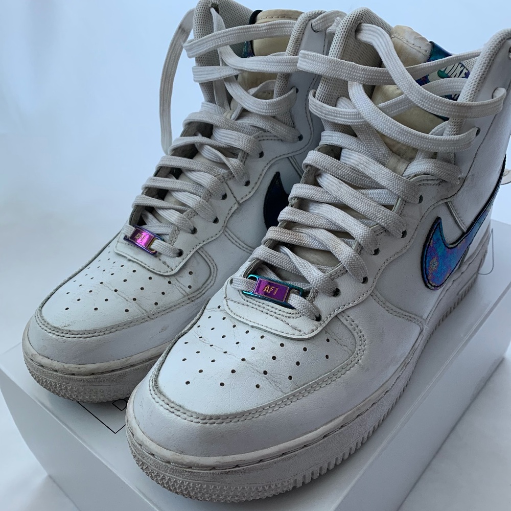 Nike Air Force One High Top Iridescent Sneakers
